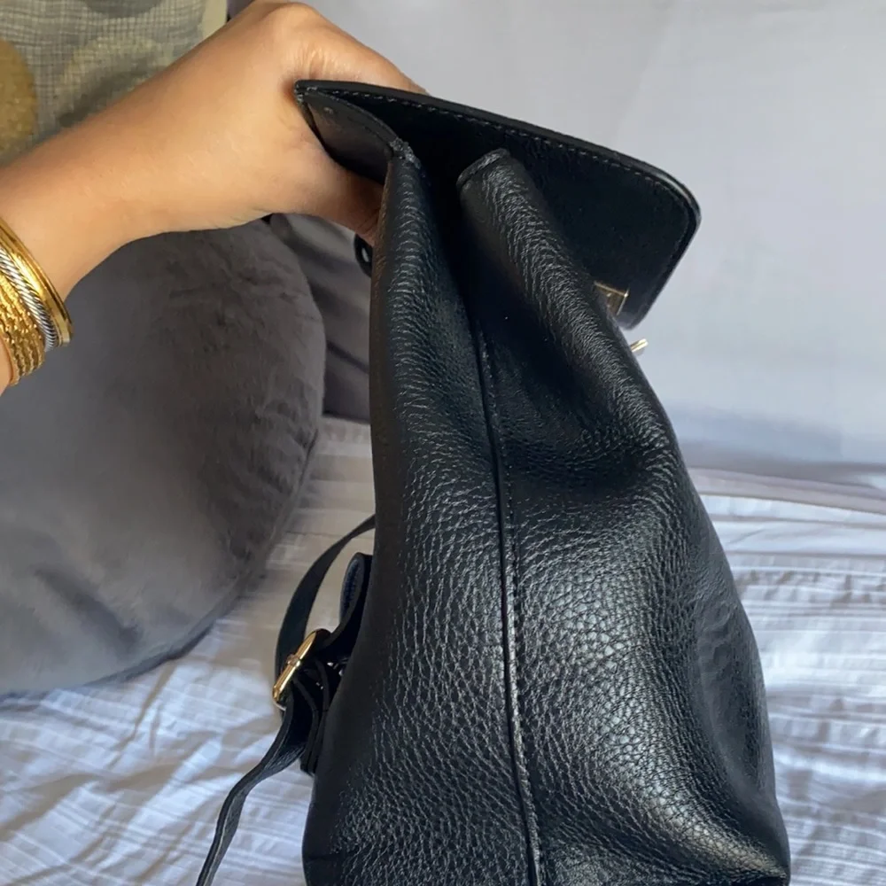 Neiman Marcus Bess Flip-Lock Faux-Leather backpack - Picture 12 of 12